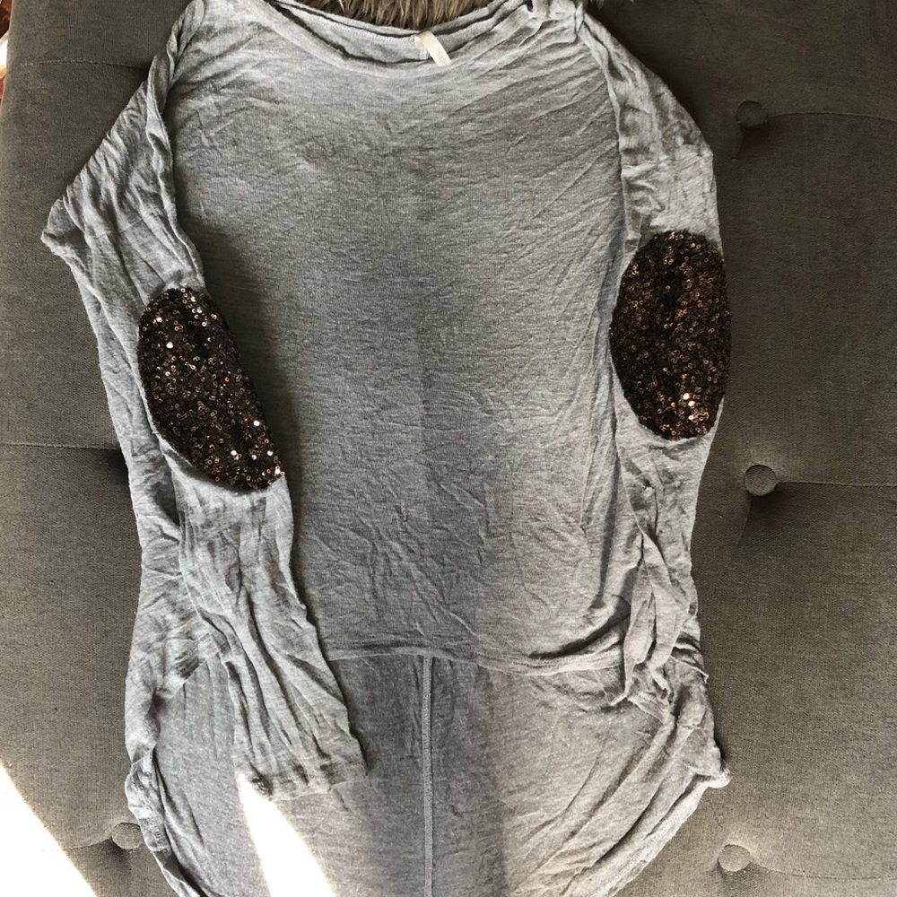 Sage Sequin Elbow Patch Shirt